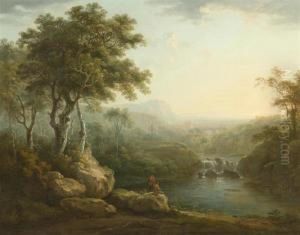 River Landscape With Travellers. River Landscape With Travellers.