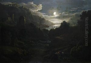 Classical Ruins By Moonlight by Abraham Pether