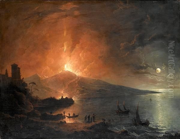 The Eruption Of Vesuvius By Night - view 1