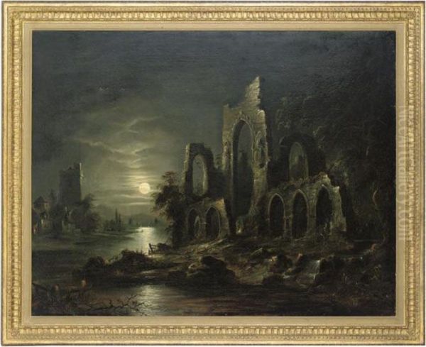 Ruined Abbey By Moonlight - view 1