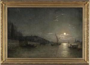 A Moonlit View On The Grand Canal, Venice by Henry Pether