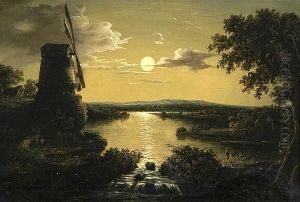 Windmill On A Moonlit Estuary