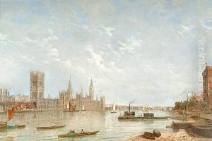 A Calm Day Off The Houses Of Parliament by Henry Pether
