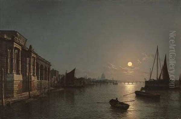 View On The Thames By Moonlight,
 With The Terrace Of Somerset Housein The Foreground, And St. Paul's 
Cathedral And The City Gatehousebeyond - view 1