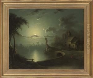 A Figure Beside A Moonlit River