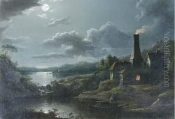 A Moonlit River Landscape - view 1