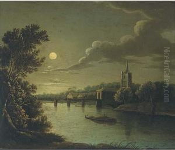 A Moonlit River Landscape - view 1