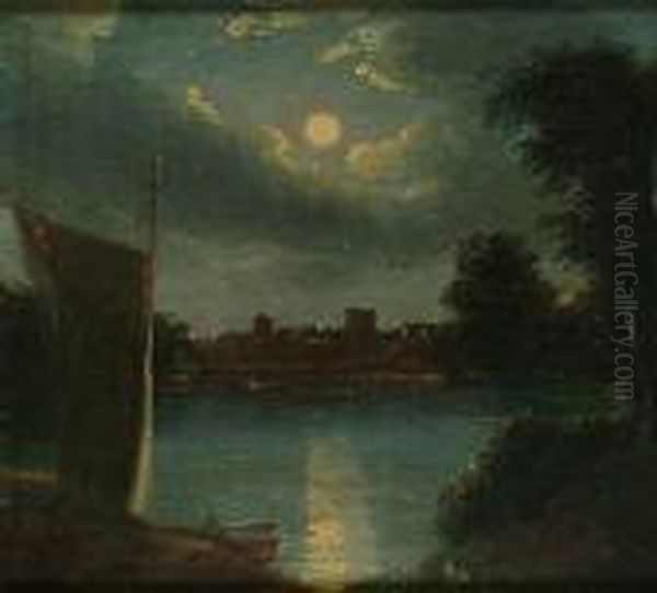 A Moonlit River Landscape - view 1