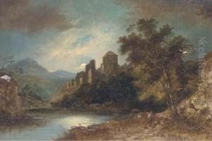 Travellers On A Track, A Ruined Castle Beyond