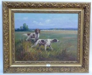 Chiens De Chasse A L'arret by Eugene Petit