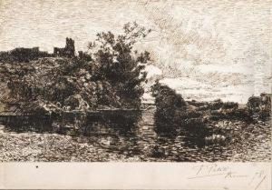 Paesaggio Della Campagna Romana Con Lago