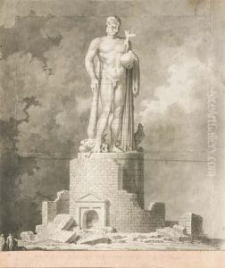 Monument Surmonte D'une Statue 
D'hercule Portant Un Globe Sur Lequel Se Tient Une Allegorie De La 
Fortune