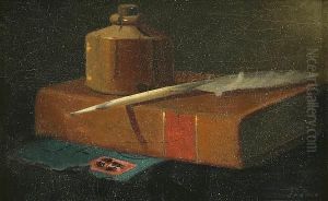 Inkwell, Quill And Book by John Frederick Peto