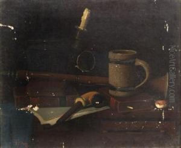 Still Life With Books And Pipe - view 1
