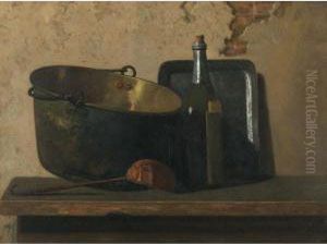 Wine And Brass Stewing Kettle by John Frederick Peto