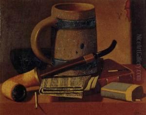 Still Life With Pipe, Beer Stein, Newspaper, Book And Matches