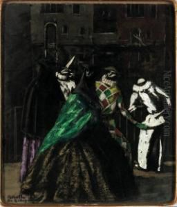 Notturno Veneziano Con Maschere by Vittorio Petrella Da Bologna