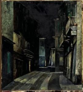 "notturno A Torre Pellice" 1937 by Vittorio Petrella Da Bologna