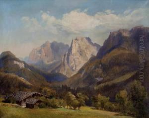 Blick Von Der Alm In Ein Bewaldetes Gebirgstal