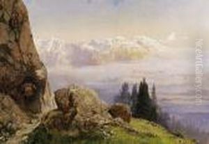 Landscape In The Alps by Konrad Petrides