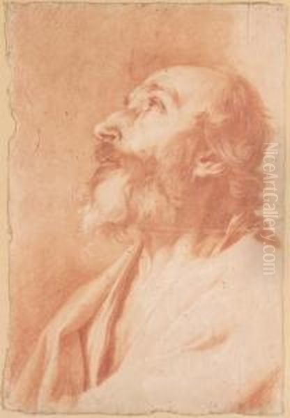 Red Chalk On Light Brown Paper - view 1