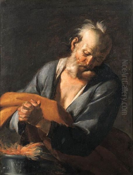 Santo In Preghiera Davanti Ad Un Braciere (allegoria Dellafede) - view 1