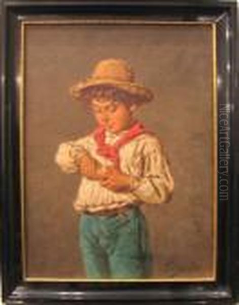Boy Peeling Orange - view 1