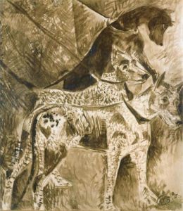 Three Dogs by Kuzma Sergievitch Petrov-Vodkin