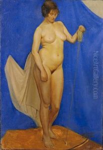 A Nude Model In The Artist's Studio by Kuzma Sergievitch Petrov-Vodkin