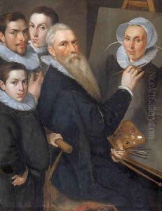 Portrait of the Artist and His Family c. 1590 by Jacob Willemsz I Delff