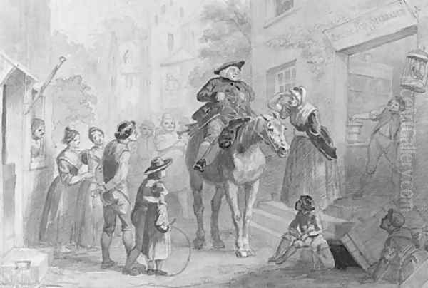 Village Scene with Dutch Colonial Figures (from Hosack Album) - view 1