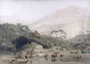 A Kaffir Village by Samuel Daniell