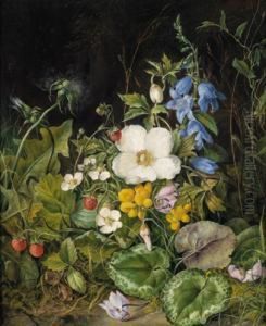 Natura Morta Con Fiori Alpini E Fragole Natura Morta Con Fiori Alpini E Fragole