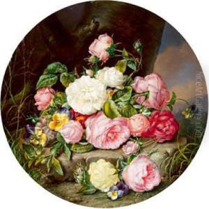 Quadro Di Fiori Con Rose E Viole Del Pensiero by Franz Xaver Petter