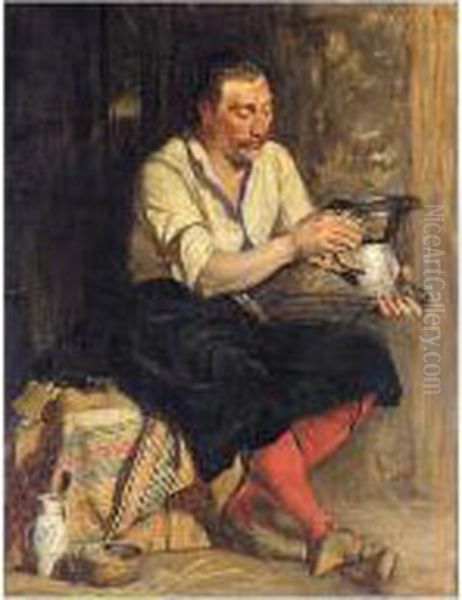 A Soldier Polishing His Breast-plate - view 1