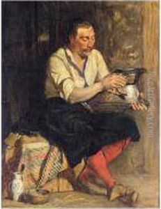 A Soldier Polishing His Breast-plate by John Pettie