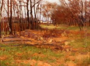 Late Autumn Landscape With Birch Trees by Frank Charles Peyraud