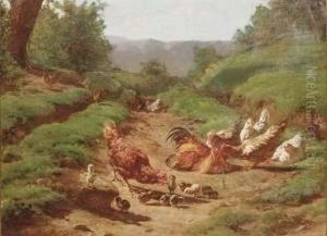 Chickens In A Landscape by Juliette Peyrol Bonheur