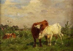 The Bull And The Heifer, Signed Lower Right by Aymar Pezant