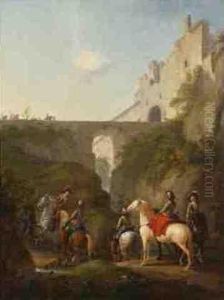 Soldaten Beim Einzug In Eine Stadt by Johann Georg Pforr