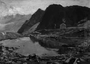 "schutzhutte Am See Im
Hochgebirge". Sign., Bez. Munchen/tirol Und Dat. 32. Rucks. Undeutl.
Betitelt. Ol Auf Lwd. 50 X 70 Cm. Rahmen. Abbildung Seite by Alois Pfund
