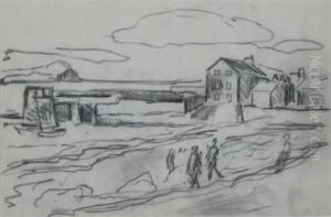 North Berwick Beach And Harbour With The Bass Rock Beyond by William Preston Phelps