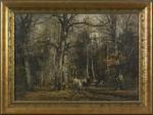 Landscape With Horses Pulling A Cart by William Preston Phelps