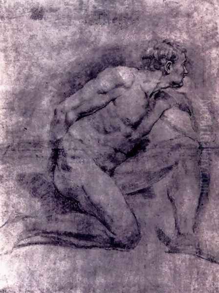 An Academic Study Of A Seated Male Nude (verso) - view 1