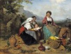 Precious Moments In The Campagna by Karel Frans Philippeau