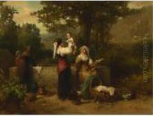 Italian Ladies At A Well by Karel Frans Philippeau