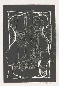 Ex Libris of Bogna Jakubowska by Stanislaw Dawski