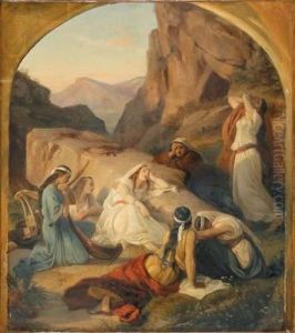 Scene Avec Des Femmes Desesperees by Henri Felix Emmanuel Philippoteaux