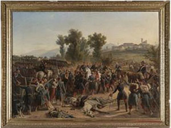 Troops Praising General Forey 
After Their Victory At The Battle Of Montebello On 20 May 1859 - view 1