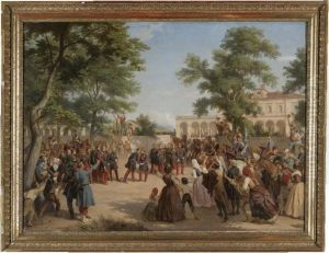 The Emperor Napoleon Iii 
Greeting General Forey At Voghera Station, The Day After The Battle Of 
Montebello by Henri Felix Emmanuel Philippoteaux